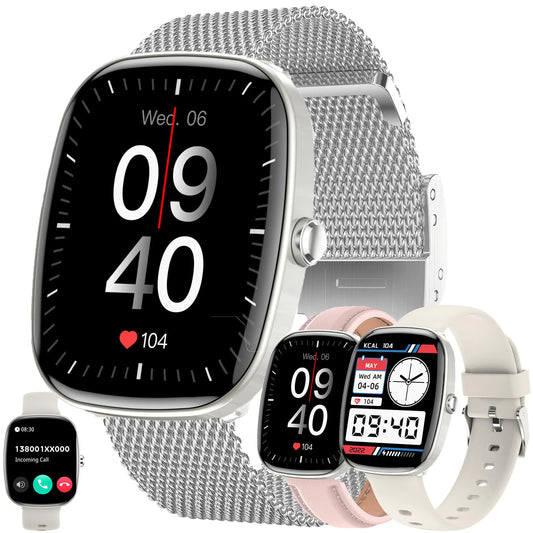 ZPIMY 1.83" Smart Watch for Women Men(Make/Answer Call) 2024 New 5ATM Waterproof Mens Smartwatches Fitness Tracker Smartwatch for Android iPhones Digital Watches Step Counter 3 Straps (Silver)